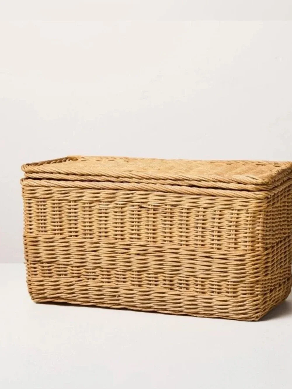 Hearth & Hand w/ Magnolia 8x8x15 Rattan Basket with Lid Lidded Medium
